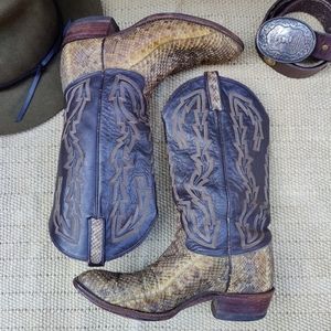 J Chisholm 'Diamondback Rattlesnake' Snakeskin Cowboy Boots size 9.5 D